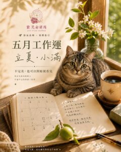 立夏小滿工作運，一顆還沒成熟的果實放在紫微命盤筆記旁，象徵不完美也可以開始被看見。